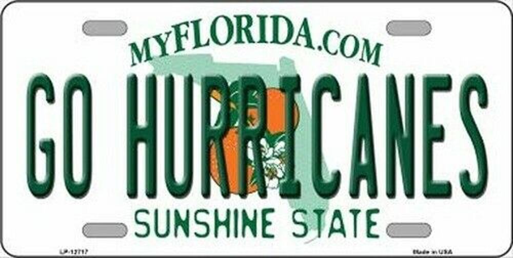 NCAA Go Hurricanes License Plate College Background Metal Tag "U.S.A." Miami UM